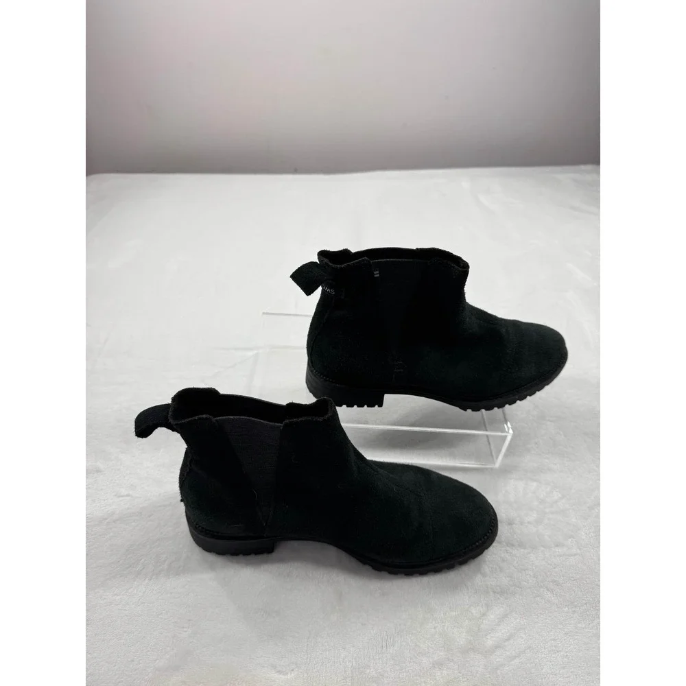TOMS Cleo Chelsea Boot Women's 6 Black Suede Pull-On Ankle Round Toe Winter‎